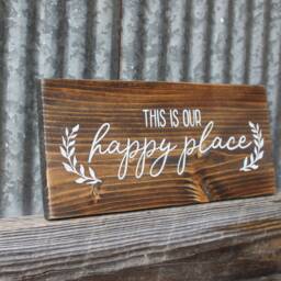 This Is Our Happy Place Rustic Reclaimed Wood Sign Farmhouse Decor Custom Hand Painted Home Wall Art Gift Bedroom Country - thumbnail 2