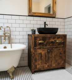 Hayfield - Handmade Rustic Pine Vanity Unit Solid Timber Bathroom Furniture Custom Wooden Cabinet - thumbnail 1