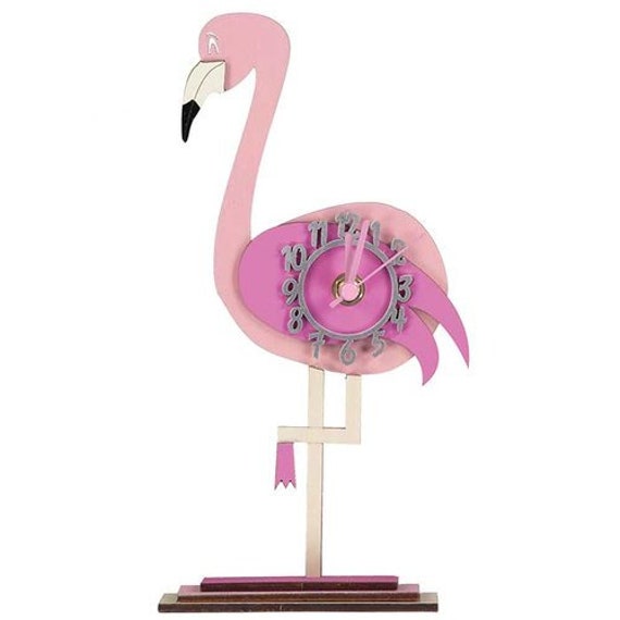 Flamingo Mini Free Standing Wooden Clock - image 1