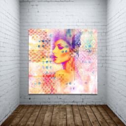 Abstract Female Portrait Art Print Modern Pop Accent - thumbnail 1