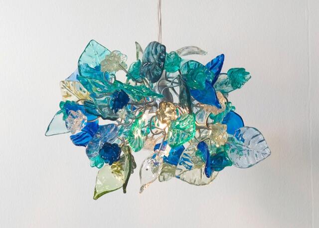 Pendant Lighting, Sea Color Flowers & Leaves Ceiling Lamp For Hall, Bedroom Or Kitchen Island Lighting - image 1