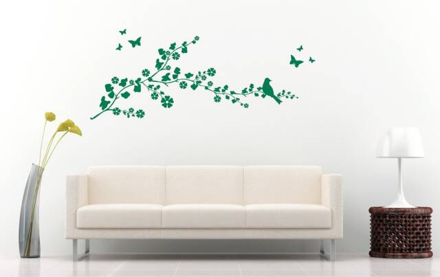 Bird On A Branch, Nature, Butterflies, Decorative Vinyl Wall Art Sticker Decal Mural. Home, Wall, Window Decor. Bedroom, Lounge - image 1