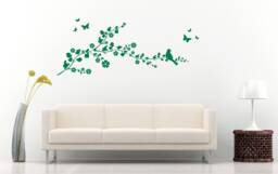 Bird On A Branch, Nature, Butterflies, Decorative Vinyl Wall Art Sticker Decal Mural. Home, Wall, Window Decor. Bedroom, Lounge