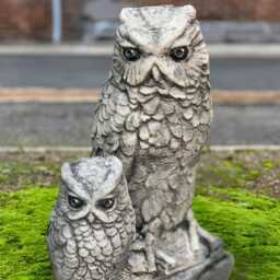 Concrete Owl Statue Cement Family Sculpture Stone Bird Figurine Outdoor Animal Ornament Handmade Owls Decoration Lover Gift Yard Art - thumbnail 4