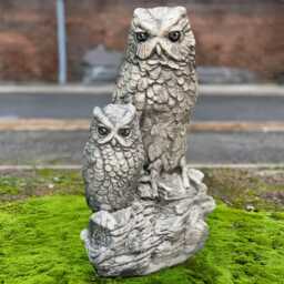 Concrete Owl Statue Cement Family Sculpture Stone Bird Figurine Outdoor Animal Ornament Handmade Owls Decoration Lover Gift Yard Art - thumbnail 1