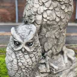 Concrete Owl Statue Cement Family Sculpture Stone Bird Figurine Outdoor Animal Ornament Handmade Owls Decoration Lover Gift Yard Art - thumbnail 3