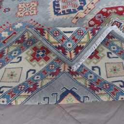 8x10 Gray Afghan Rug, Traditional Geometric Hand Knotted Wool Tribal Kazak Natural Dyes, Large Oriental Living Room Rug - thumbnail 4