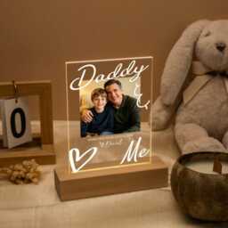 Personalized Photo Night Light For Dad Led Lamp, Father's Day Gift Daddy Grandpa Gifts From Daughter Kids, Birthday For Him - thumbnail 3