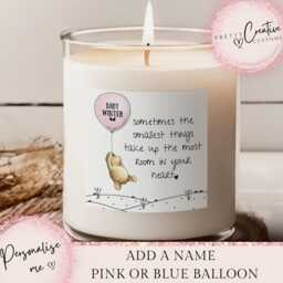 Personalised Infant Memorial Candle, Sympathy Gift, Bereavement Miscarriage Gift, Winnie The Pooh, Thinking Of You Condolence - thumbnail 1