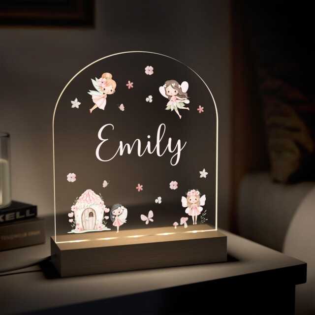 Personalised Girls Fairy Bedroom Night Light Gift Custom Baby Girl Led Lamp With Any Name - image 1