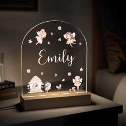 Personalised Girls Fairy Bedroom Night Light Gift Custom Baby Girl Led Lamp With Any Name - thumbnail 1