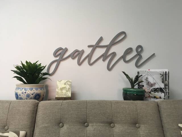 Gather Sign Wooden Word Cutout, Birch Plywood Wall Art Display - image 1