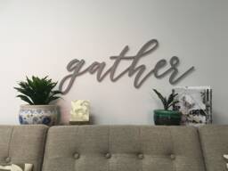 Gather Sign Wooden Word Cutout, Birch Plywood Wall Art Display - thumbnail 1