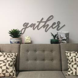 Gather Sign Wooden Word Cutout, Birch Plywood Wall Art Display - thumbnail 2