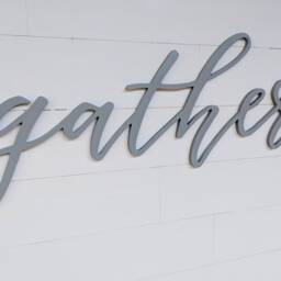 Gather Sign Wooden Word Cutout, Birch Plywood Wall Art Display - thumbnail 4