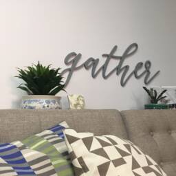 Gather Sign Wooden Word Cutout, Birch Plywood Wall Art Display - thumbnail 3