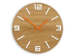 Wall Clock Wood Clock Large Wall Gift Decor Unique Oak Clocks White Orange