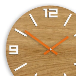 Wall Clock Wood Clock Large Wall Gift Decor Unique Oak Clocks White Orange - thumbnail 2