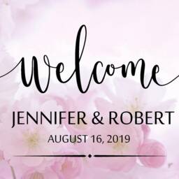 Floral Wedding Welcome Sign Canvas - Rustic Wall Decor - thumbnail 2