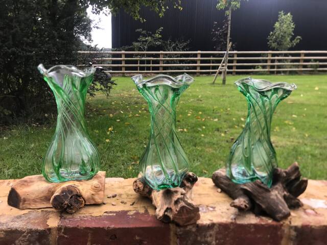 Handmade Molten Glass Vase On Teak Root Ornament Bowl Gift Trinket Wine Decanter - image 1