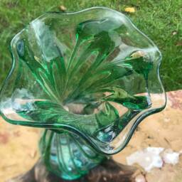 Handmade Molten Glass Vase On Teak Root Ornament Bowl Gift Trinket Wine Decanter - thumbnail 3