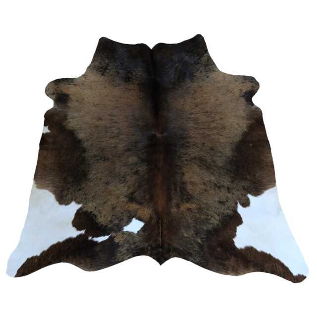 Elegant Medium Dark Brown/White Cowhide Rug - Plush Hair-On Leather For Modern Interiors - image 1