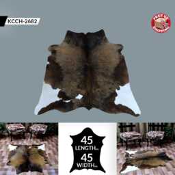 Elegant Medium Dark Brown/White Cowhide Rug - Plush Hair-On Leather For Modern Interiors - thumbnail 2