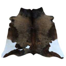 Elegant Medium Dark Brown/White Cowhide Rug - Plush Hair-On Leather For Modern Interiors - thumbnail 1