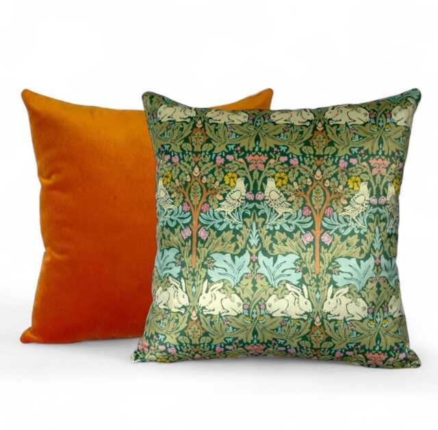 William Morris Cushion Cover Strawberry Thief With Velvet Back All Sizes - image 1
