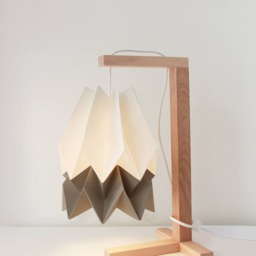 Table Lamp, Origami Lamp - Lamp Polar White With Light Taupe Wooden Structure - thumbnail 2