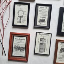 Vintage Pictures Set 11 Peugeot Michelin Car/Framed Advertising Mechanical Diagram/Black White/Wood & PVC Frame/Handmade French Retro - thumbnail 3