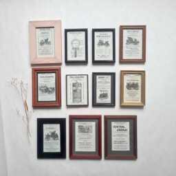 Vintage Pictures Set 11 Peugeot Michelin Car/Framed Advertising Mechanical Diagram/Black White/Wood & PVC Frame/Handmade French Retro - thumbnail 1