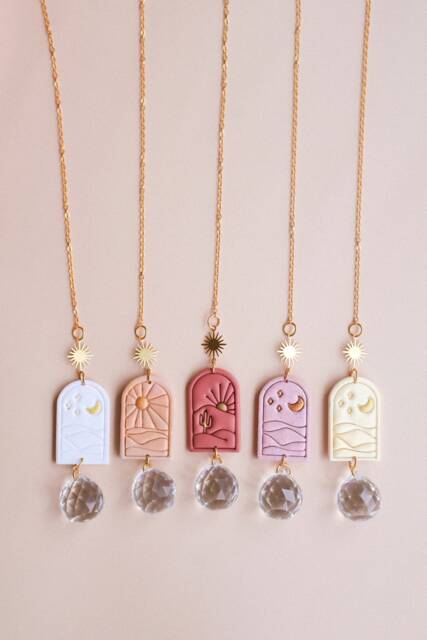 Crystal Suncatcher With Opal Accent - Rainbow Prism Wall Hanging - image 1