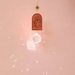 Crystal Suncatcher With Opal Accent - Rainbow Prism Wall Hanging - thumbnail 2