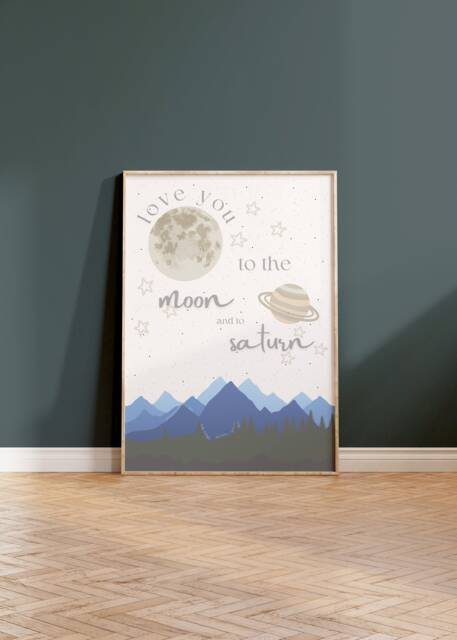 Seven - Taylor Inspired, Moon & Saturn, Mountains, Lyric Poster, Christmas Gift, Green, Wall Art, Print A2/A3/A4/A5/8x10/5x7 - image 1