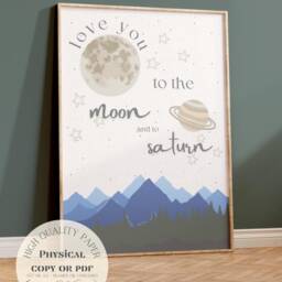Seven - Taylor Inspired, Moon & Saturn, Mountains, Lyric Poster, Christmas Gift, Green, Wall Art, Print A2/A3/A4/A5/8x10/5x7 - thumbnail 2