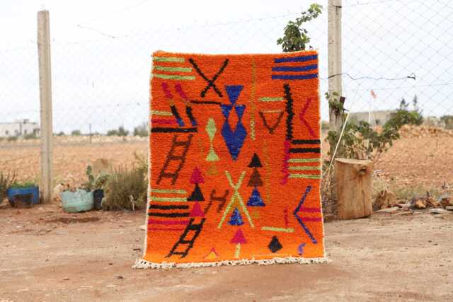 Custom Orange Moroccan Rug Handmade Wool Berber Carpet - image 1