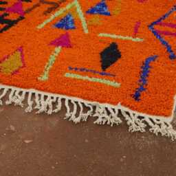 Custom Orange Moroccan Rug Handmade Wool Berber Carpet - thumbnail 3