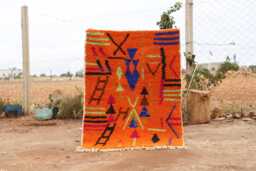 Custom Orange Moroccan Rug Handmade Wool Berber Carpet - thumbnail 1