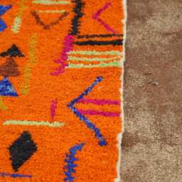 Custom Orange Moroccan Rug Handmade Wool Berber Carpet - thumbnail 4