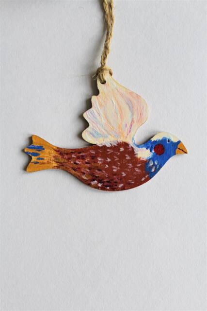 Christmas D??cor, Bird Hand Painted D??coration , Scandi Decoration, Gift, Hand Both Sides - image 1