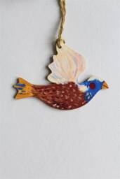 Christmas D??cor, Bird Hand Painted D??coration , Scandi Decoration, Gift, Hand Both Sides - thumbnail 1