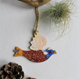 Christmas D??cor, Bird Hand Painted D??coration , Scandi Decoration, Gift, Hand Both Sides - thumbnail 2