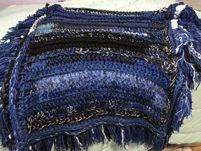 starry Night Crochet Blanket Navy Blue Sparkle Fringe Throw - image 1