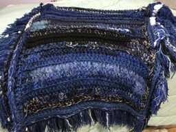 starry Night Crochet Blanket Navy Blue Sparkle Fringe Throw