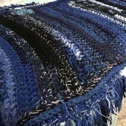 starry Night Crochet Blanket Navy Blue Sparkle Fringe Throw - thumbnail 4