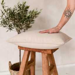 Soft Linen Pillow Cover With Piping, Various Sizes, Zipper Closure - thumbnail 1