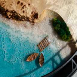 Epoxy Resin Moss Clock Handmade Wood & Metal Sunset Beach Decor - thumbnail 3