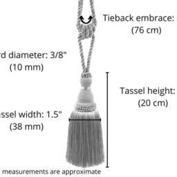 "D??copro Curtain & Drapery Tassel Tieback, Length 8"" - 20cm, Spread 30" - thumbnail 3