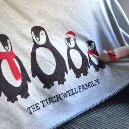 Personalised Family Penguin Blanket - Family Blanket Gifts For Mum Dad Grandparents Cute Christmas Gift Ideas - thumbnail 3
